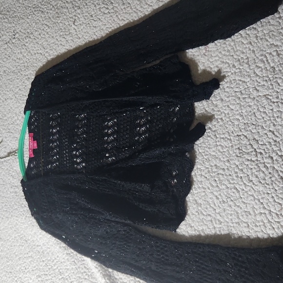 Liz Lange Maternity Tie Front Black and Silver Sweater in Size Large - Picture 1 of 6